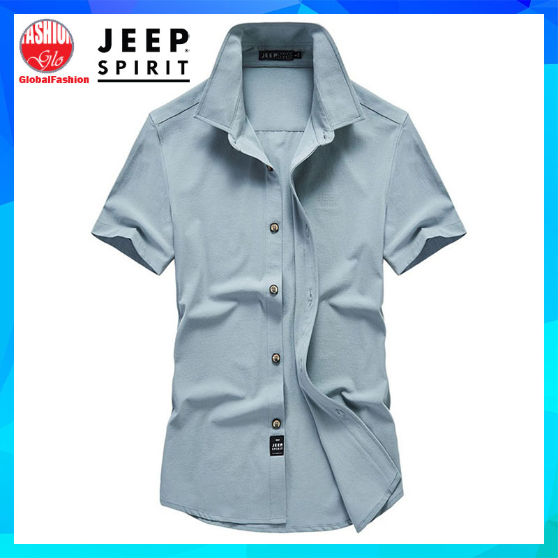 JEEP SPIRIT Short Sleeve Shirt Men Baju Kemeja Lelaki Lengan Pendek Smooth + Soft + Elastic Casual Shirt Man Bundle