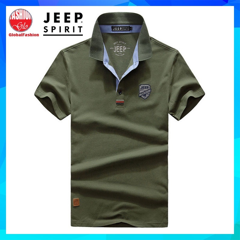 JEEP SPIRIT Polo Shirt Men Baju T Shirt Lelaki Berkolar Smart Casual Plain Cotton Tshirt Polo for Sports Business Travel