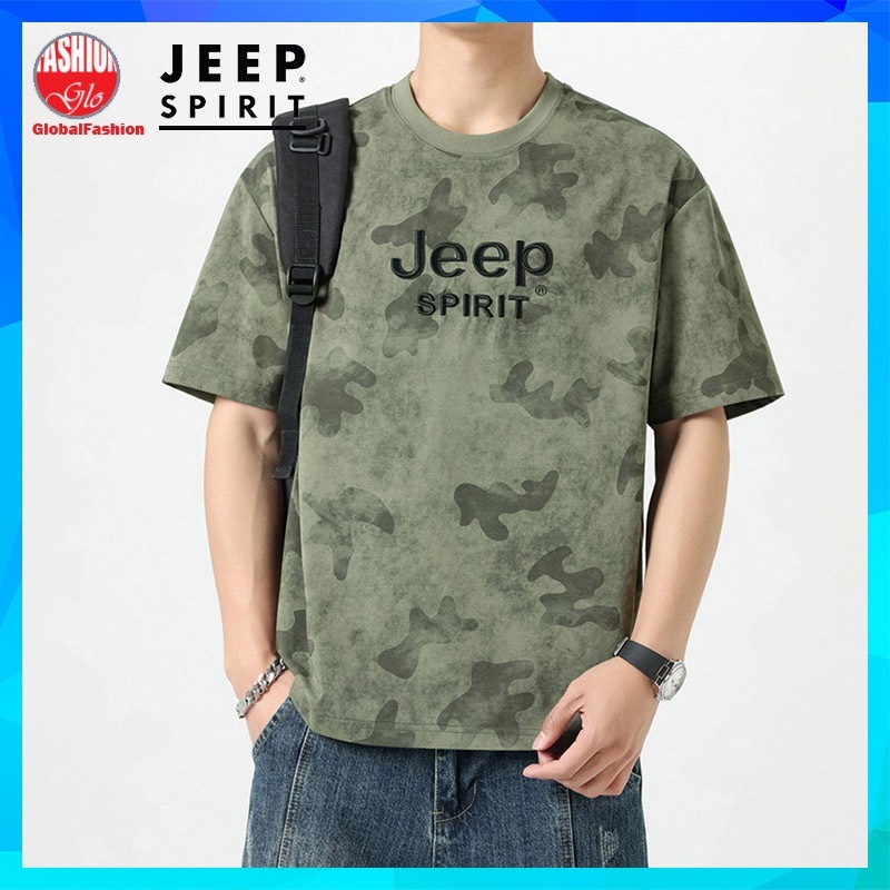 JEEP SPIRIT TShirt Men Baju T Shirt Lelaki Short Sleeve Loose Fit Camouflage Cotton Summer Tee t恤男