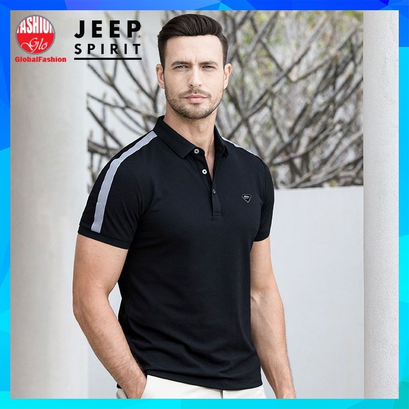 JEEP SPIRIT Short Sleeve Polo Shirt Men Baju Lelaki Lengan Pendek Berkolar Quick Dry Sport Tee 衣服男t恤