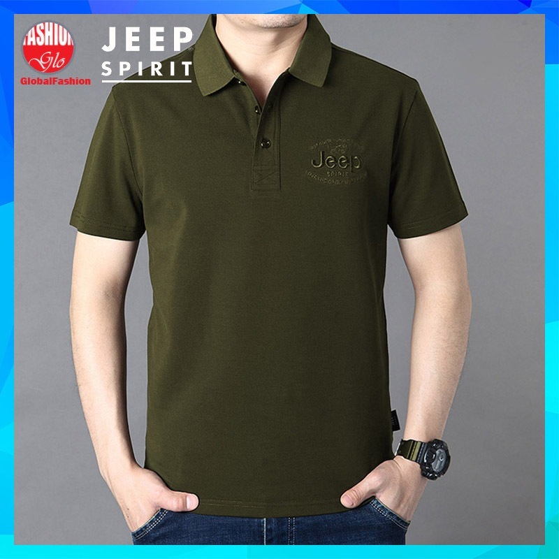 JEEP SPIRIT Polo Shirt Men Baju T Shirt Berkolar Lelaki Lengan Pendek Short Sleeve Collar Polo Tshirt for Casual Wear