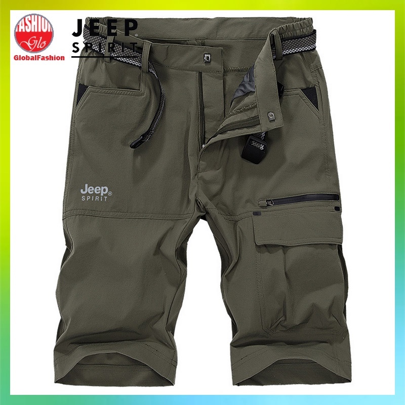 JEEP SPIRIT Men Fast Dry Short Pants Seluar Kerja Pendek Lelaki Breathable Multi Pockets Straight Cut Cargo Work Pant