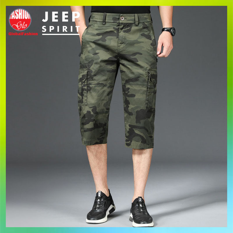 JEEP SPIRIT Cargo Short Pants Men Seluar Pendek Lelaki 3 Suku Camouflage Pants Knee Length Straight Cut Pants GloFashion
