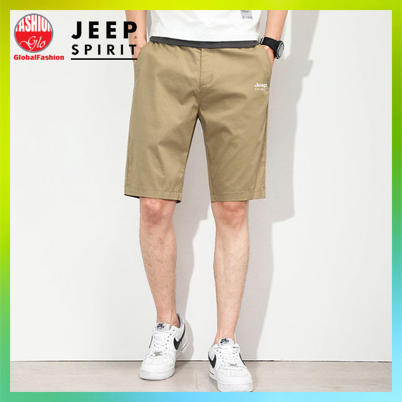 JEEP SPIRIT Short Pants Men Seluar Pendek Lelaki Straight Cut Knee Length for Casual Wear Bermuda Shorts Man Size 28 to 38