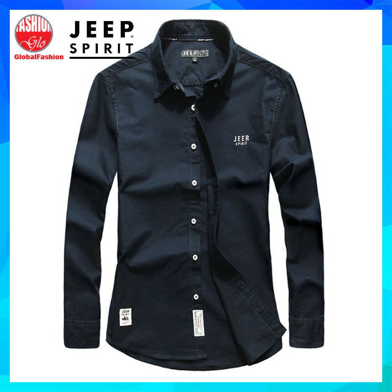 JEEP SPIRIT Long Sleeve Shirt Men Baju Kemeja Lelaki Berkolar Lengan Panjang Cotton Shirt Casual Business Office Wear