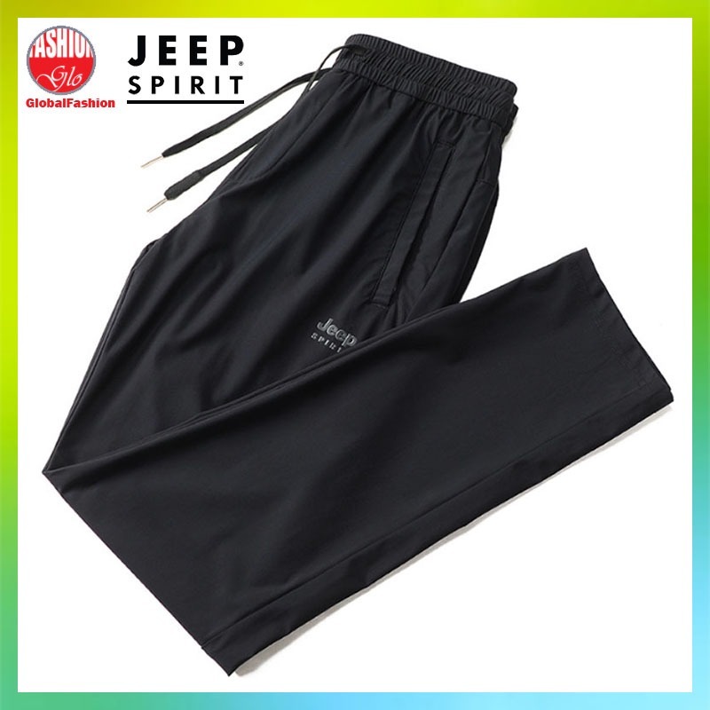 JEEP SPIRIT Sport Pants Men Long Seluar Sport Lelaki High Elastic Zipper Pocket Celana Panjang Lelaki 運動褲男