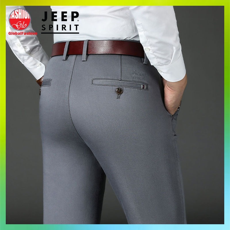 JEEP SPIRIT Men Long Pants Seluar Panjang Lelaki Straight Cut Elastic Cotton Celana Panjang Office Slack Trousers Size 29 to 44