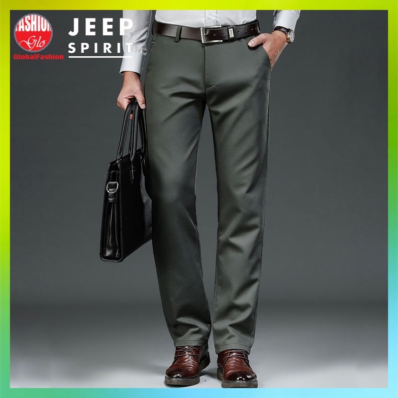 JEEP SPIRIT Long Pants Men Seluar Panjang Lelaki Tebal Elastic Straight Cut Trousers Celana Lelaki Office Pants for Men