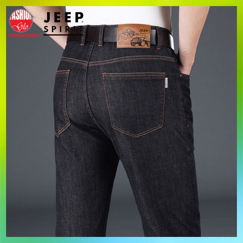 JEEP SPIRIT Denim Jeans Men Seluar Jeans Lelaki Straight Cut Elastic Celana Panjang Lelaki Lightweight Thin Elastic