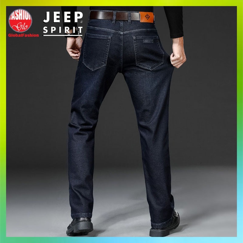 JEEP SPIRIT Denim Jeans Men Seluar Jeans Lelaki Straight Cut Elastic Celana Panjang Lelaki Casual Business Denim Pants