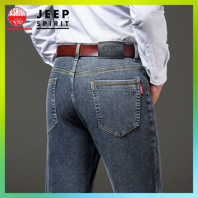JEEP SPIRIT Denim Jeans Men Straight Cut Seluar Jeans Lelaki Celana Panjang Lelaki Washed Jeans Casual Jeans Size 29 to 44
