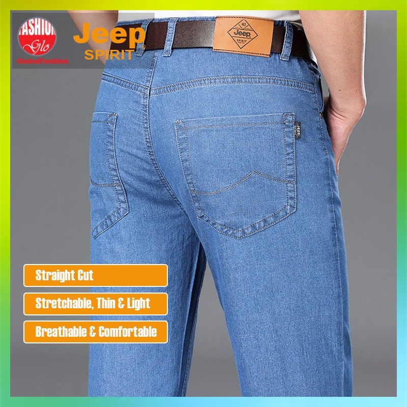 JEEP SPIRIT Men Long Jeans Seluar Jeans Lelaki Panjang Straight Cut Classic Denim Pants 男士经典直筒牛仔裤潮牌