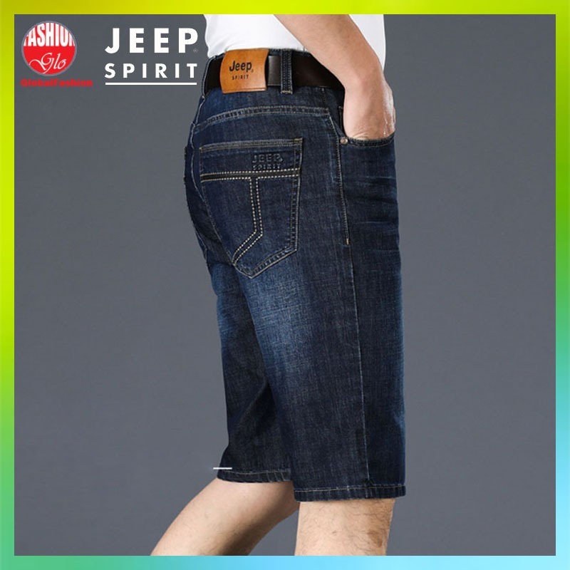 JEEP SPIRIT Summer Short Jeans Men Seluar Jeans Lelaki Pendek Straight Cut Washed Denim Shorts 牛仔短褲男