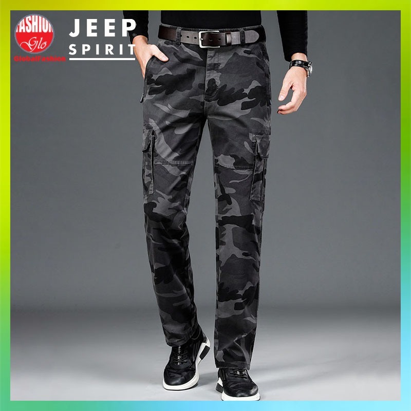 JEEP SPIRIT Carhartt Cargo Pants Men Seluar Kargo Lelaki Multi Pocket Hiking Pants Camouflage Celana Panjang Lelaki