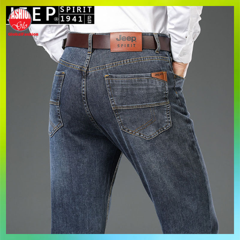 JEEP SPIRIT Jeans Men Seluar Jeans Lelaki Straight Cut Elastic Jeans Men Mid Waist Denim Jeans Men 30 to 44 Global Fashion