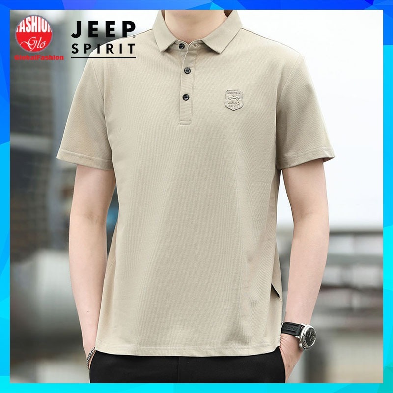 JEEP SPIRIT Polo Shirt Men Baju Lelaki Berkolar Solid Color Short Sleeve Summer Cotton Tshirt Man
