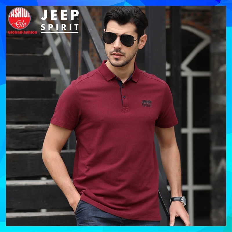 JEEP SPIRIT Short Sleeve Polo Shirt Men Baju Polo Lelaki Cotton Tshirt Berkolar Smart Casual T Shirt Bundle Deal