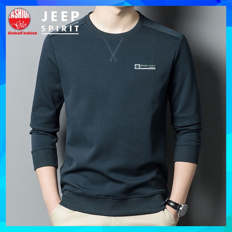 JEEP SPIRIT Long Sleeve T Shirt Men Baju Tshirt Lelaki Lengan Panjang Round Neck Cotton Tee 長袖上衣男