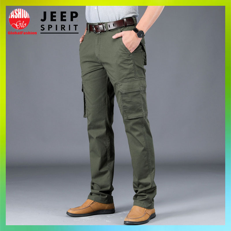 JEEP SPIRIT Cargo Pants Men Seluar Kargo Lelaki Straight Cut Pants Seluar Kerja Lelaki Tactical Pants Global Fashion
