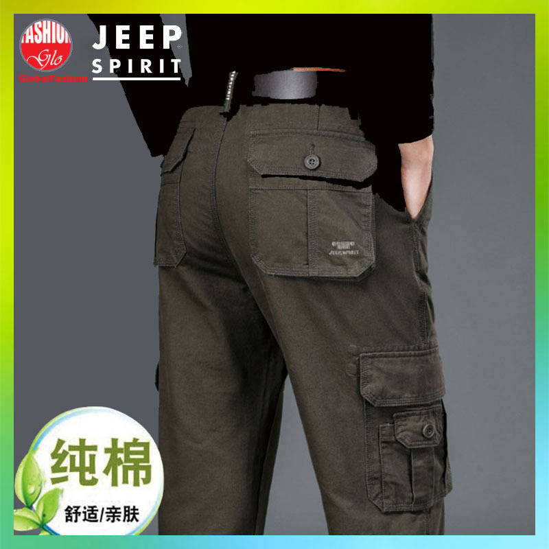 JEEP SPIRIT Cargo Pants Men Straight Cut Seluar Kargo Lelaki Multiple Pocket Tactical Pants Carhatt Cargo Celana Lelaki