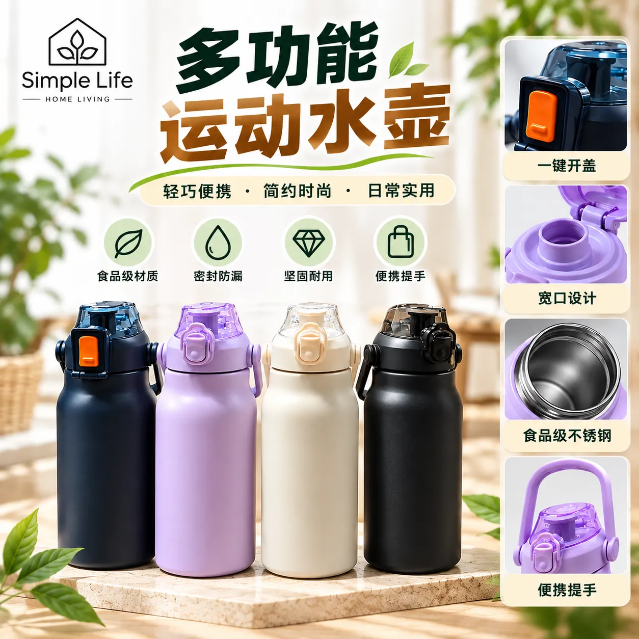 多功能运动水壶生活海报