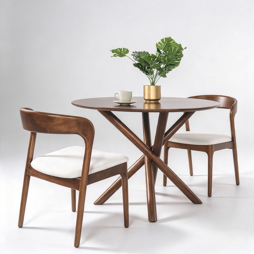 RUBY ROUND DINING TABLE (RT 1078-TBL) - MEDIUM BROWN - 2