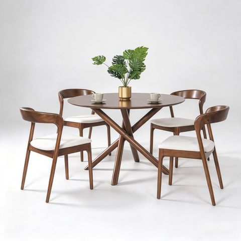 RUBY ROUND DINING TABLE (RT 1078-TBL) - MEDIUM BROWN - 3