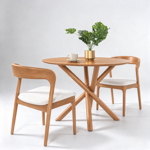 RUBY ROUND DINING TABLE (RT 1078-TBL) - LIGHT WALNUT - 3