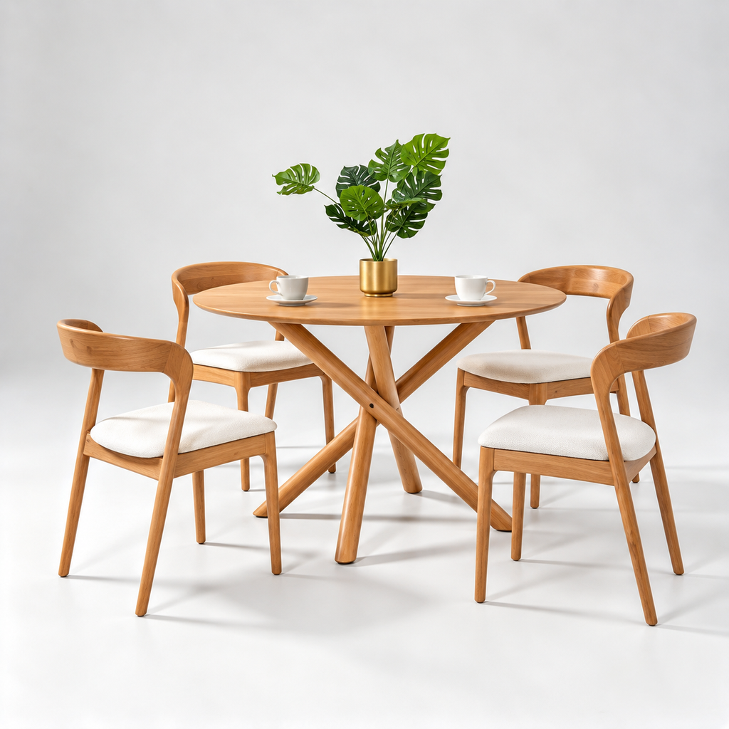 RUBY ROUND DINING TABLE (RT 1078-TBL) - LIGHT WALNUT