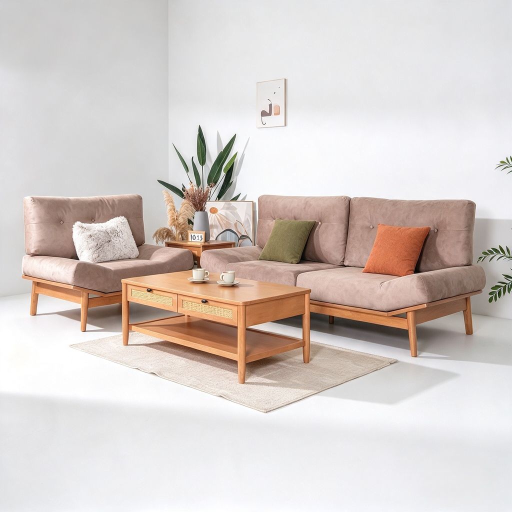 KINO SOFA 1 SEATER (RT 1095-SFA) - LIGHT WALNUT - 3