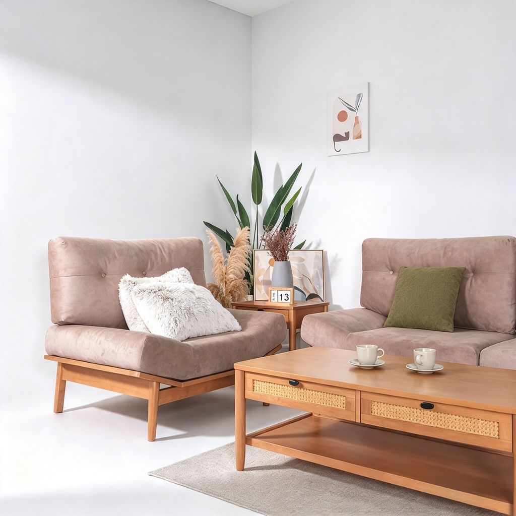 KINO SOFA 1 SEATER (RT 1095-SFA) - LIGHT WALNUT - 2