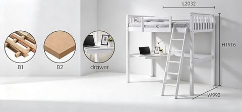 LOFT WOODEN BEDFRAME SINGLE - 2