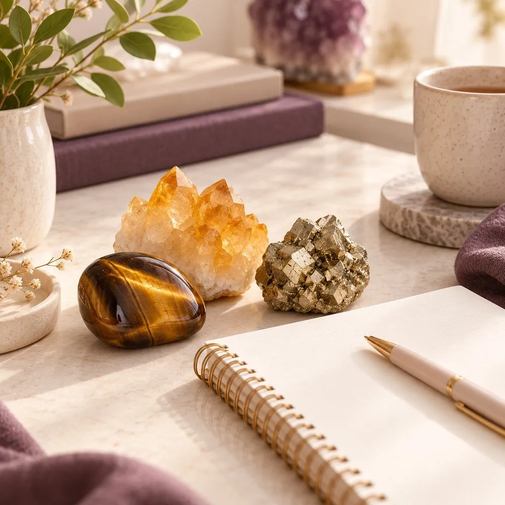 Crystals for Confidence: Tiger Eye, Citrine and Pyrite Symbolism