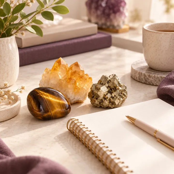 Crystals for Confidence: Tiger Eye, Citrine and Pyrite Symbolism