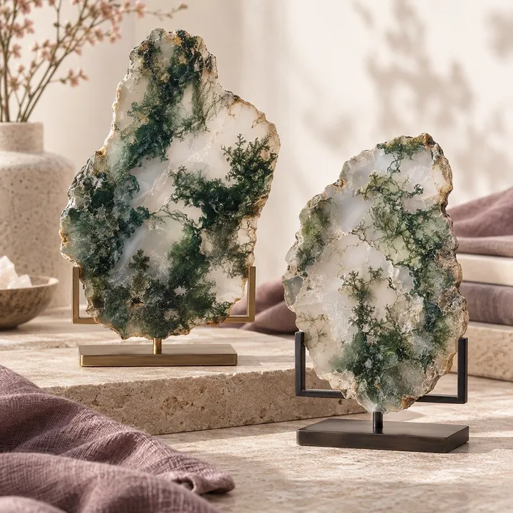 Moss Agate Slabs: How to Choose Patterns, Sizes and Stands