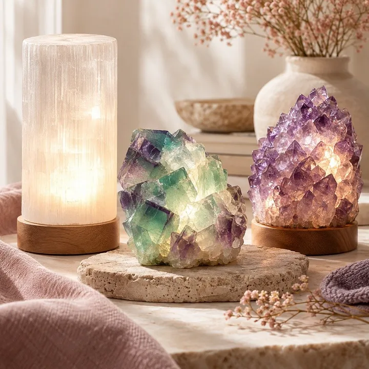Natural Crystal Night Lights: Selenite, Fluorite or Amethyst?