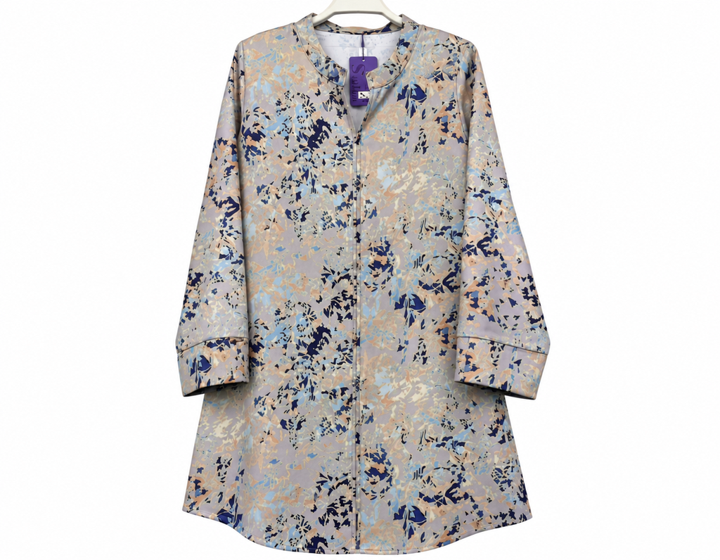 Abstract Splatter Print Tunic with Purple Tag