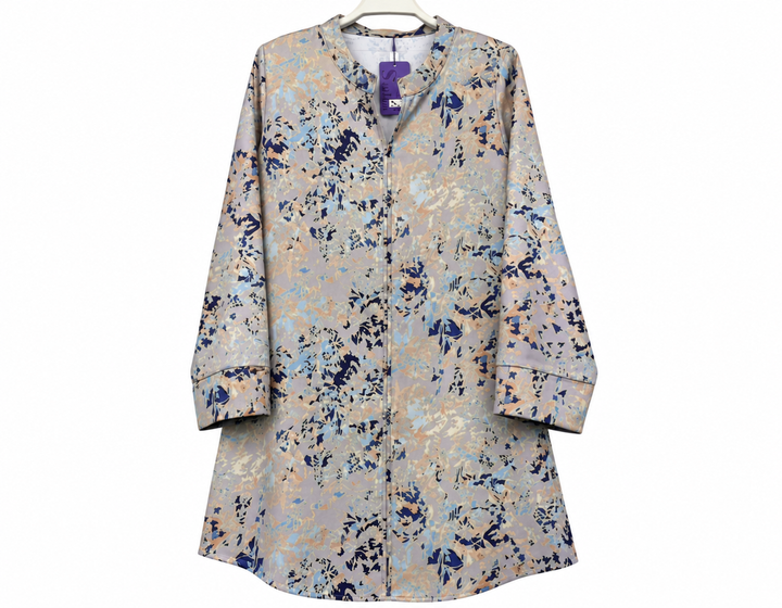 Abstract Splatter Print Tunic with Purple Tag