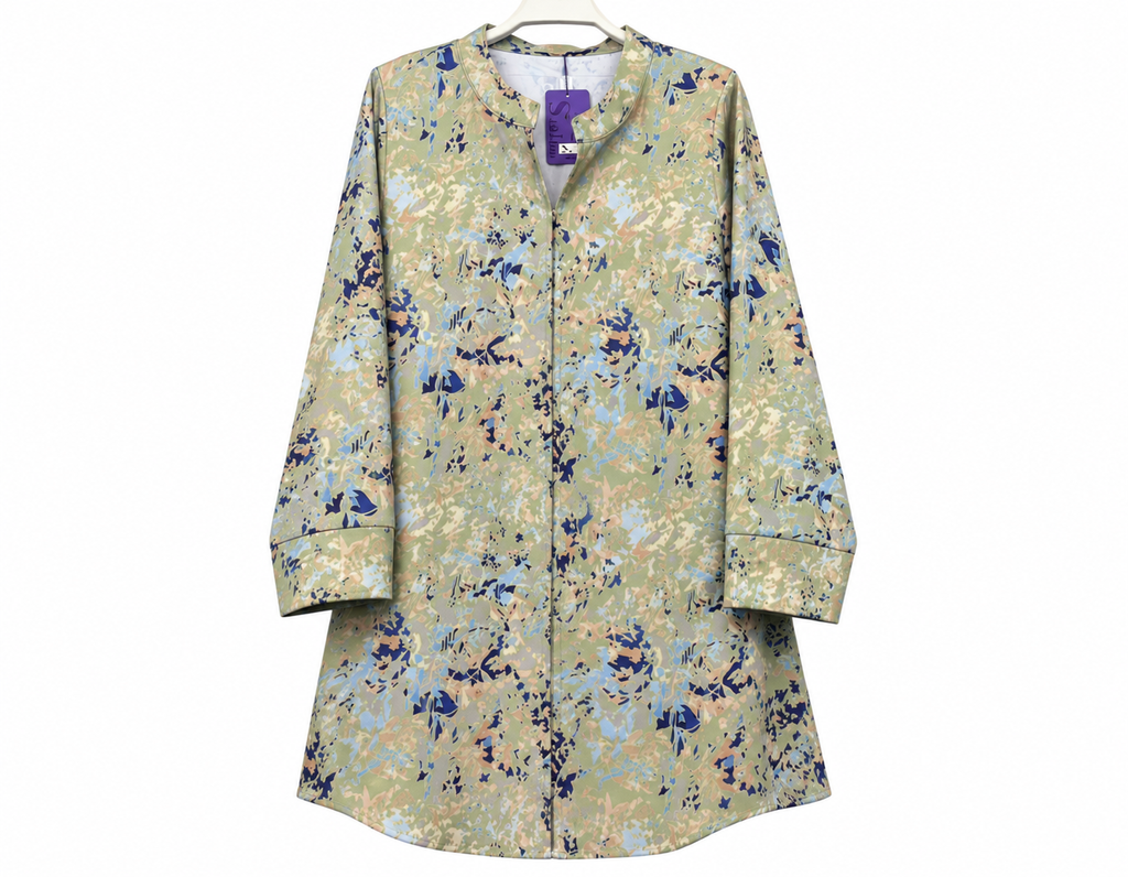 Floral Abstract Tunic with Purple Tag