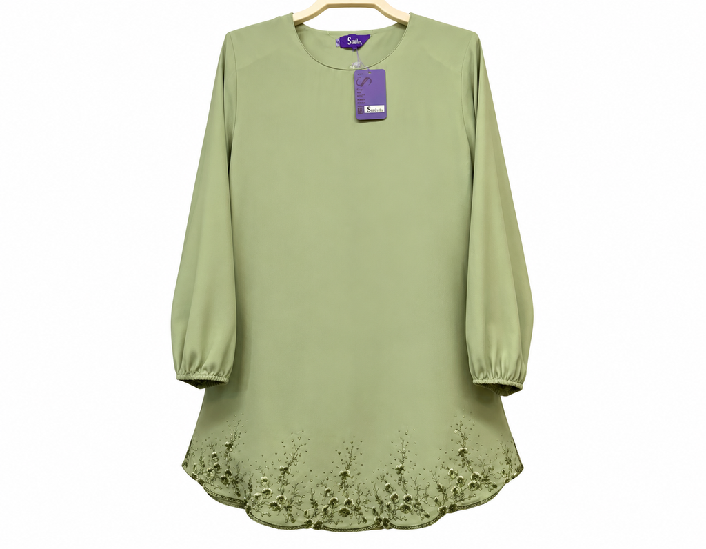 Sage Green Embroidered Tunic Dress