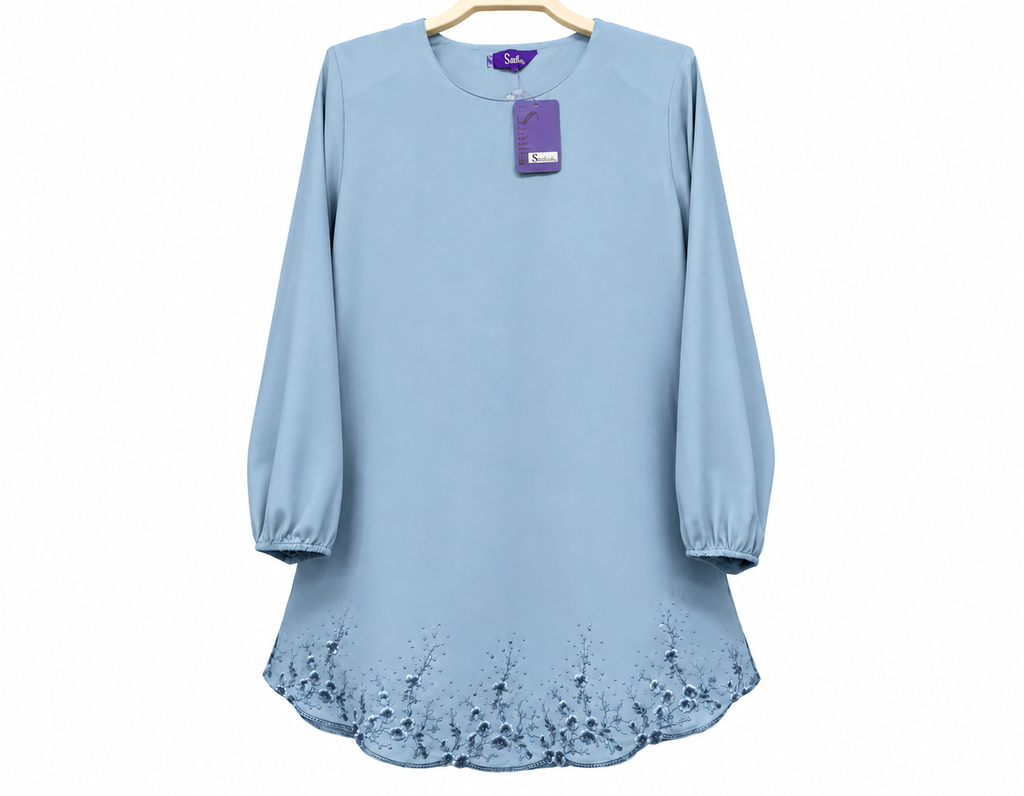 Pastel Blue Embroidered Tunic
