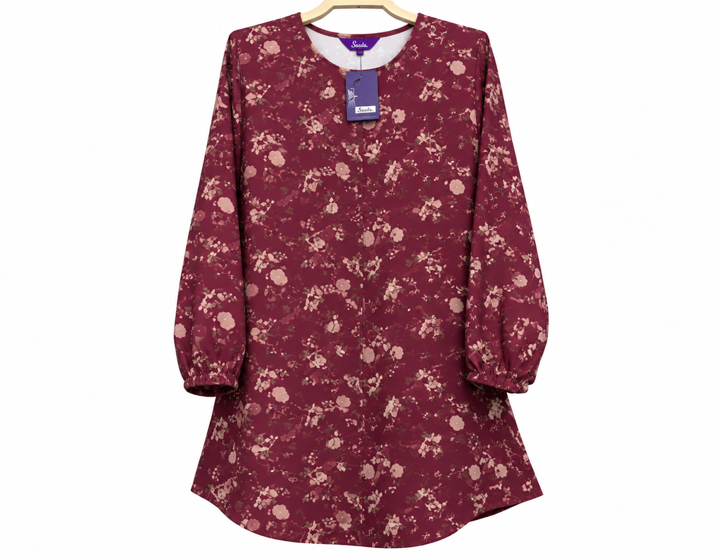 Maroon Floral Saada Tunic Display
