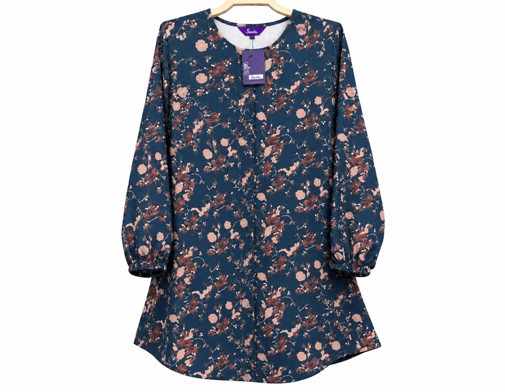 Navy Floral Tunic Dress on Hanger