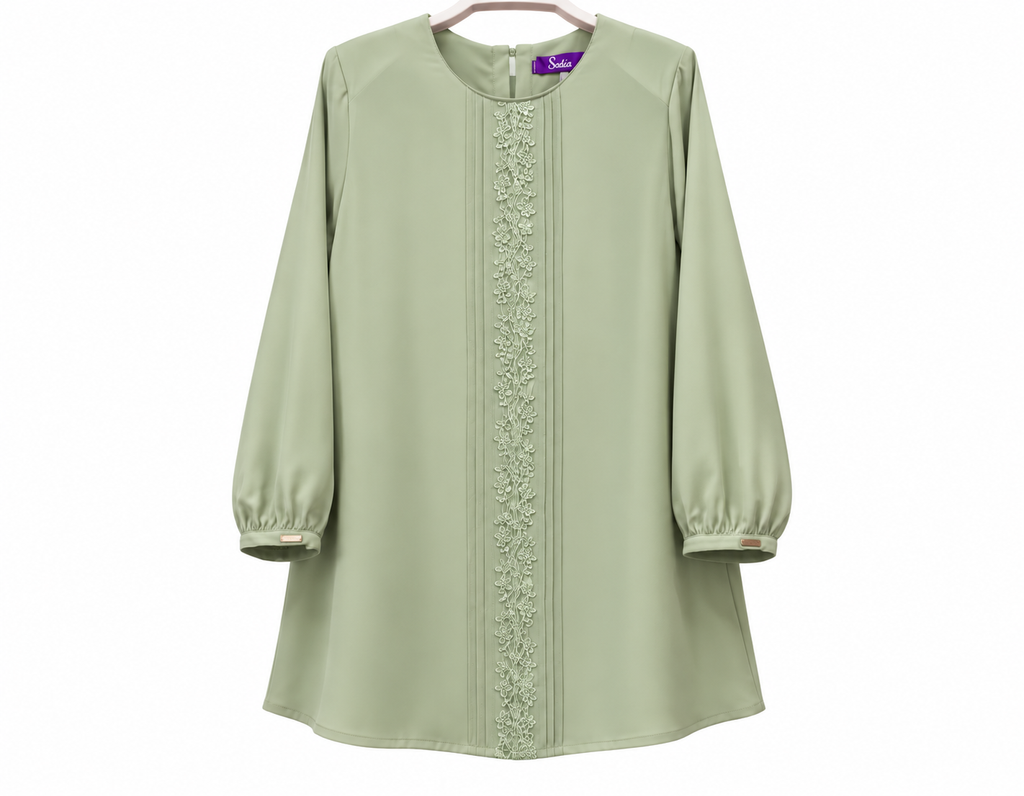 Sage Green Floral Lace Tunic