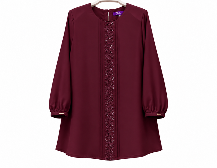 Burgundy Sadia Embroidered Tunic
