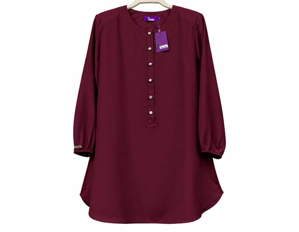 Burgundy Sundaze Button-Front Tunic Dress
