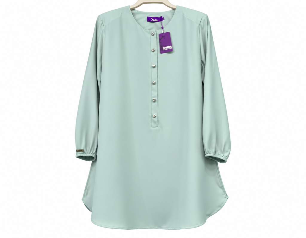 Mint Green Modest Tunic with Purple Tags