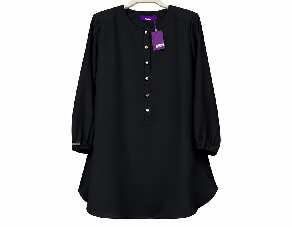 Black Button-Front Tunic on Hanger