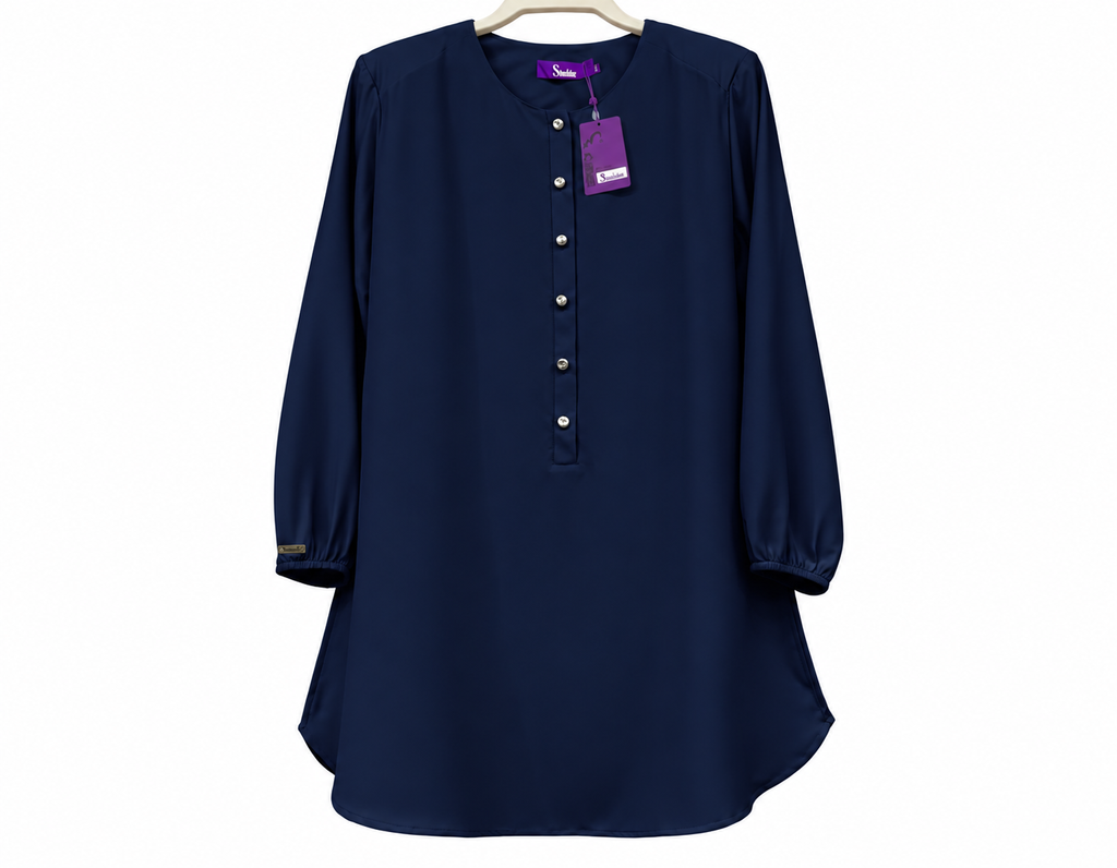 Navy Blue Button-Front Tunic