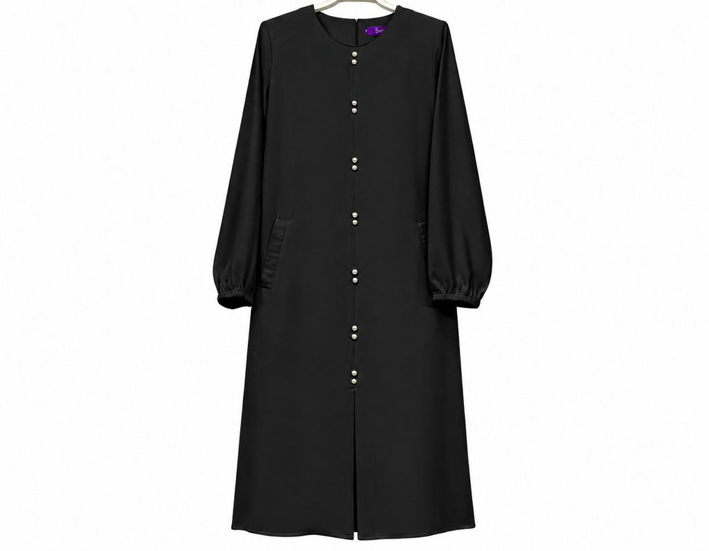 Black Pearl-Button Abaya on Hanger